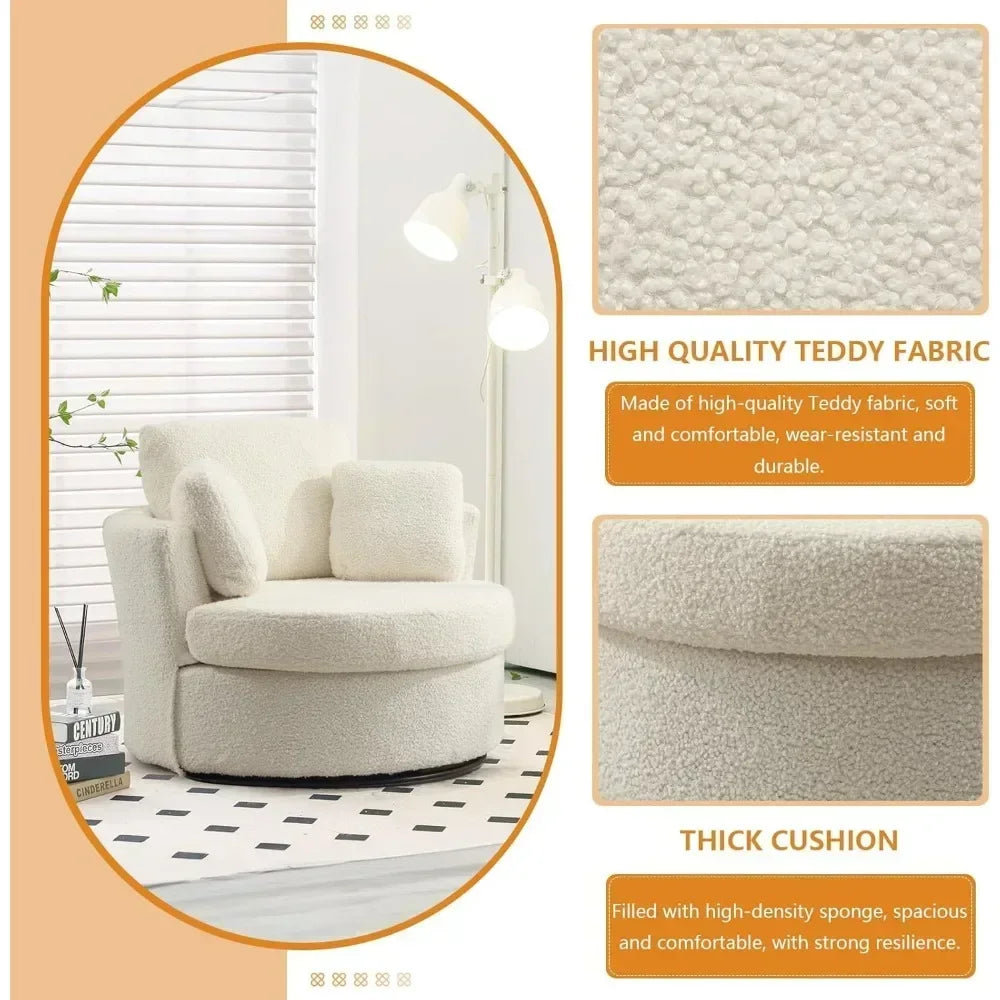 Swivel Barrel Chair for Living Room, Oversized Accent Chair, Modern Arm Chair,Comfy Single Sofa Chair for Nursery,Bedroom