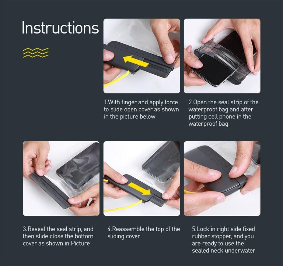 Unique Soft Waterproof Phone Case 7.2inch IPX8 Waterproof Phone Bag For iPhone 13 Waterproof Pouch Diving Surfing Phone Bag Case Cover Adjustable Rope Phone Case