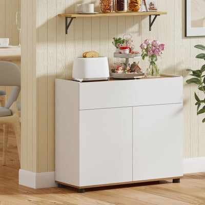 Sideboard Buffet Cabinet with Storage Wooden Kitchen Storage Cabinet-White