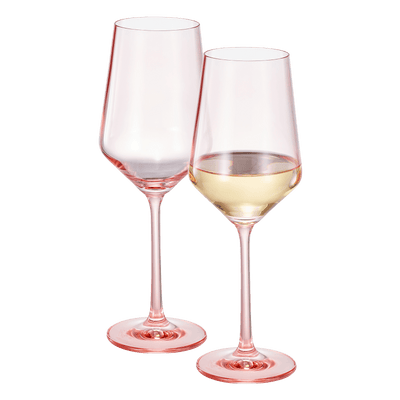 Monet Stemmed Wine Glassware, Pink, Set of 2