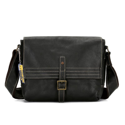 Small Black Leather Messenger Bag