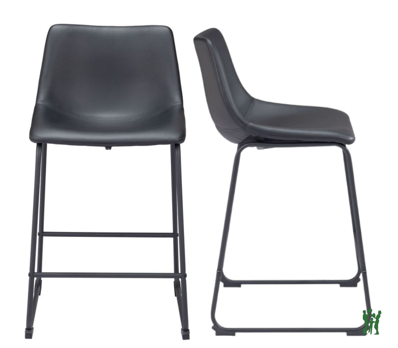 Zuo Smart Black and Black Counter Height Stool Set of 2