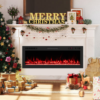 Smart WiFi Electric Fireplace Wall Mounted & Recessed 750W/1500W Heater-50 Inch