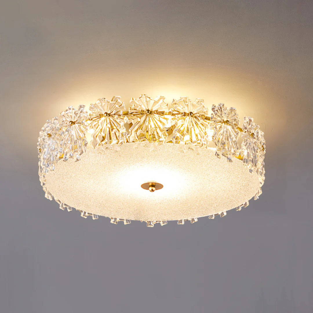 Snowflake Round Glass Ceiling Lamp