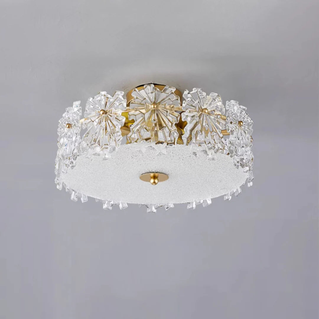 Snowflake Round Glass Ceiling Lamp