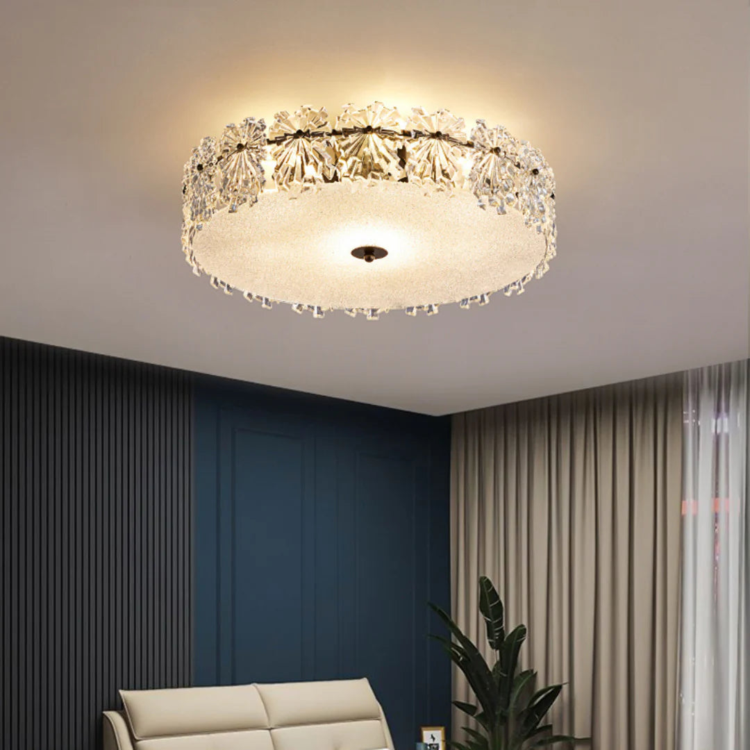 Snowflake Round Glass Ceiling Lamp