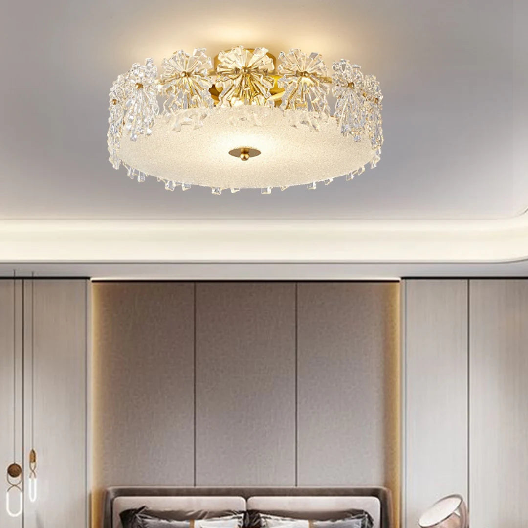 Snowflake Round Glass Ceiling Lamp