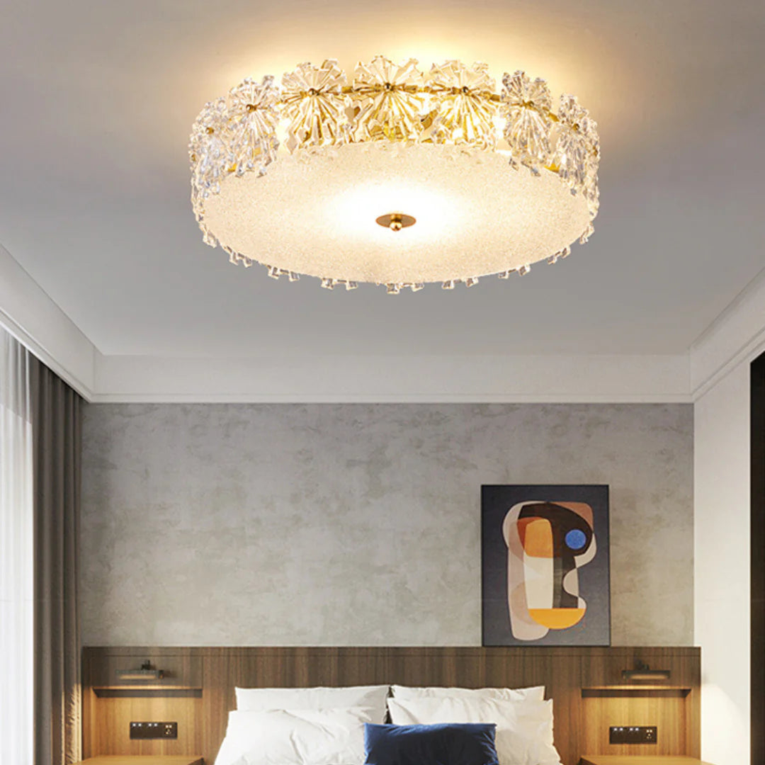 Snowflake Round Glass Ceiling Lamp