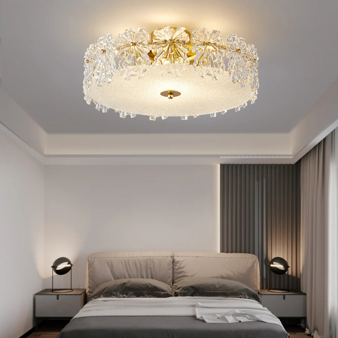 Snowflake Round Glass Ceiling Lamp