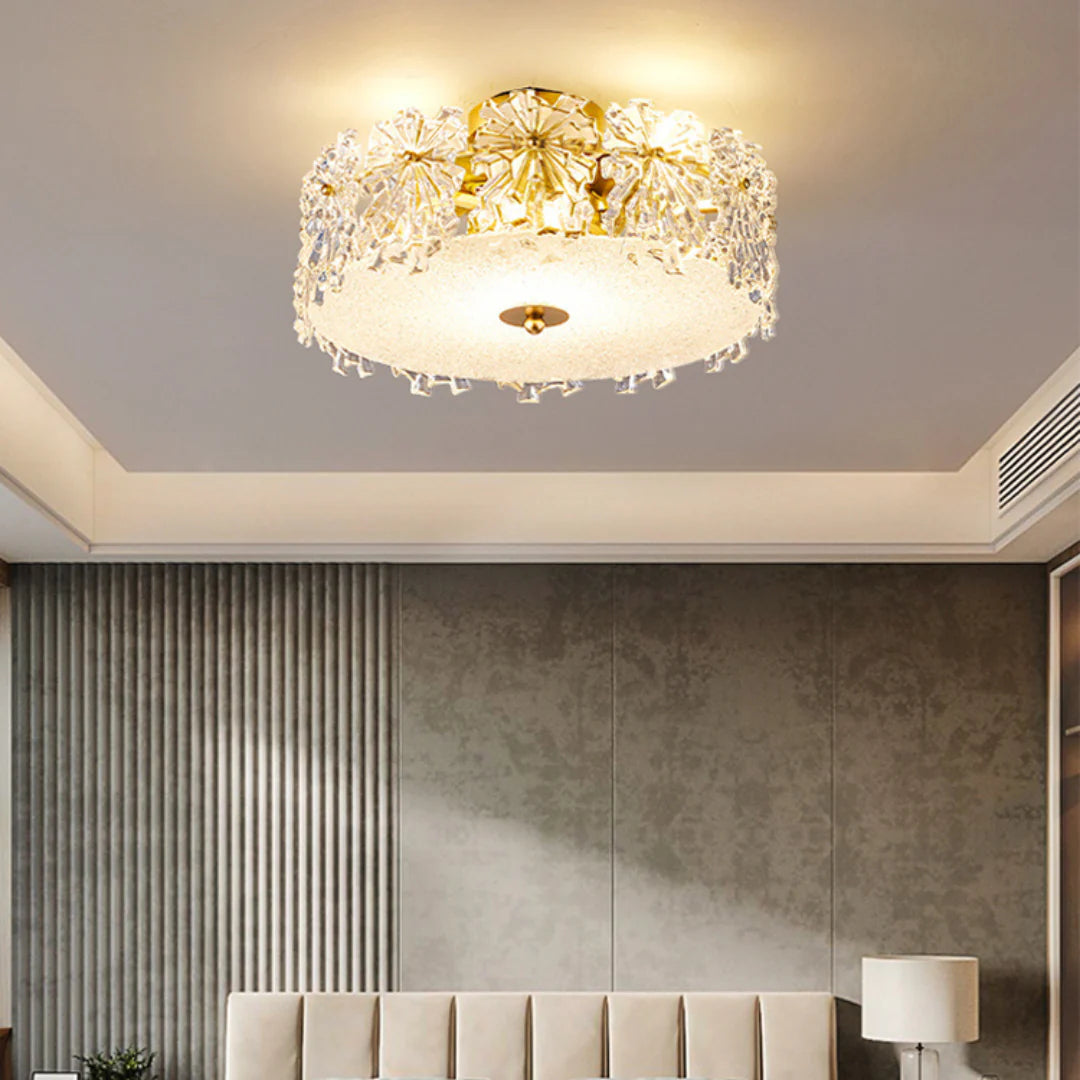 Snowflake Round Glass Ceiling Lamp