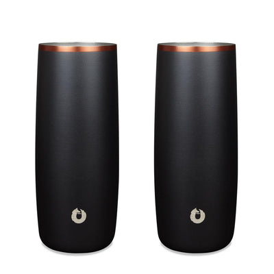 Stainless Steel Highball Cocktail Glass Set, Set of 2 - Black