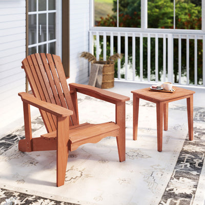Solid Wood Adirondack Chair with High Backrest and Wide Armrests