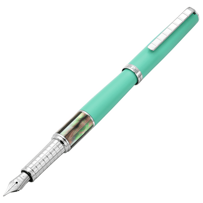 Xezo Speedmaster® Aqua Green Brass Fountain Pen (Fine Nib) - With Tahitian Black Mother of Pearl