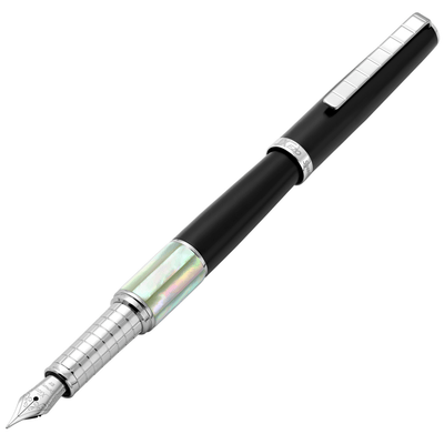 Xezo Speedmaster® Black Brass Fountain Pen (Extra Fine Nib) - With White Mother of Pearl