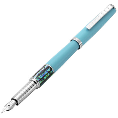 Xezo Speedmaster® Sky Blue Brass Fountain Pen (Medium Nib) - With Paua Abalone