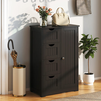 Standing Indoor Wooden Cabinet with 4 Drawers-Black