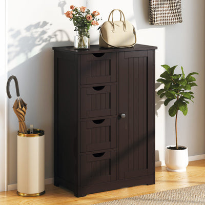 Standing Indoor Wooden Cabinet with 4 Drawers-Brown