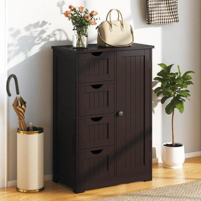 Standing Indoor Wooden Cabinet with 4 Drawers-Brown
