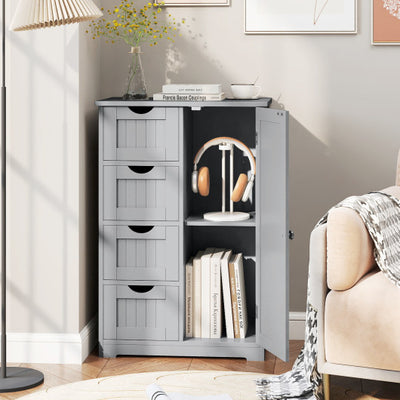 Standing Indoor Wooden Cabinet with 4 Drawers-Gray