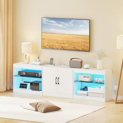 TV Stand for TVs up to 85 Inches LED Entertainment Center with Power Outlets-White