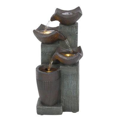 4-Tier Squared Bowls Fountain with LED Lights