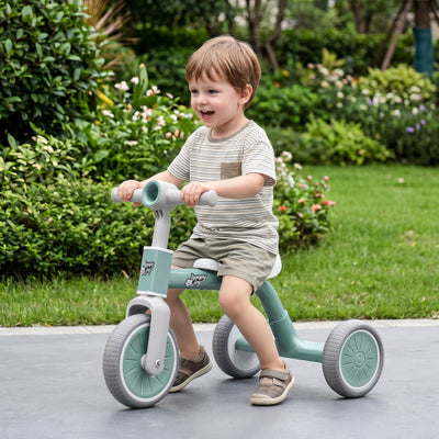 Toddler Convertible Trike with 86° Limited Steering Angle and Carbon Steel Frame-Green