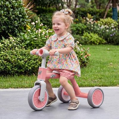 Toddler Convertible Trike with 86° Limited Steering Angle and Carbon Steel Frame-Pink