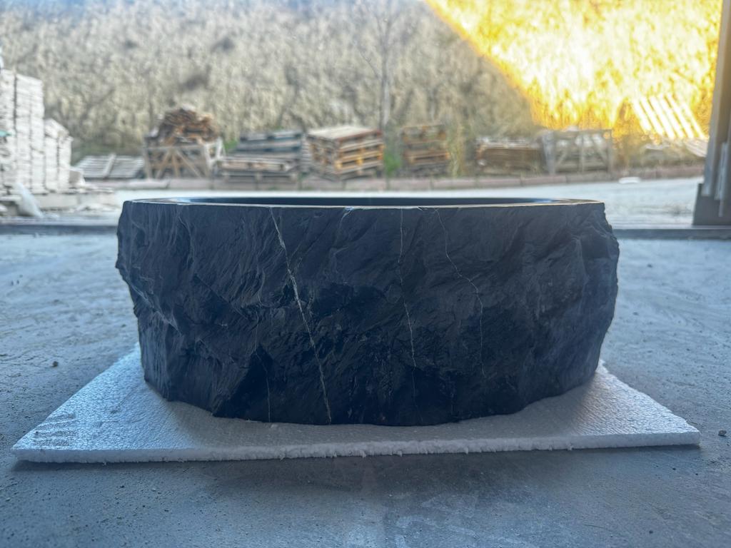 Toros Black Rustic Marble Above Vanity Bathroom Oval Sink (W)14