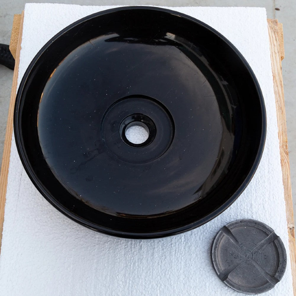 Natural Stone Toros Black Marble Above Counter Vessel Sink Polished (D)16