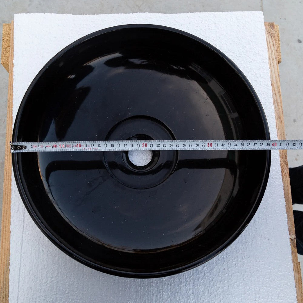Natural Stone Toros Black Marble Above Counter Vessel Sink Polished (D)16