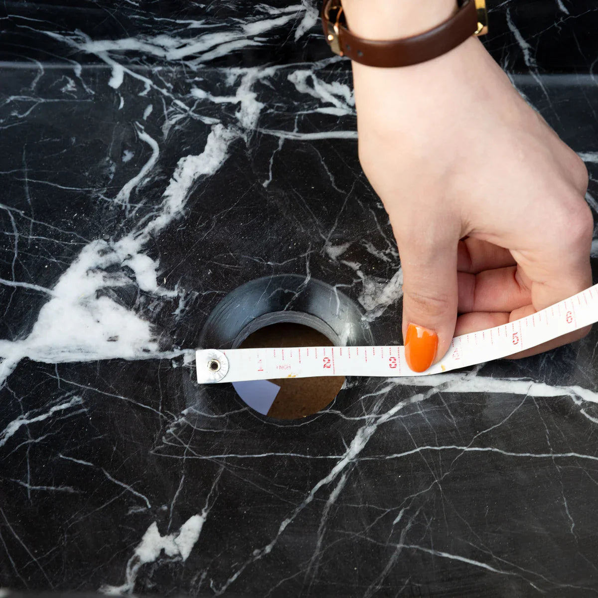 Toros Black Marble Rectangular Wall-mount Bathroom Sink (W)12
