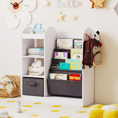 Toy Storage Organizer with 4-Tier Sling Shelves-White