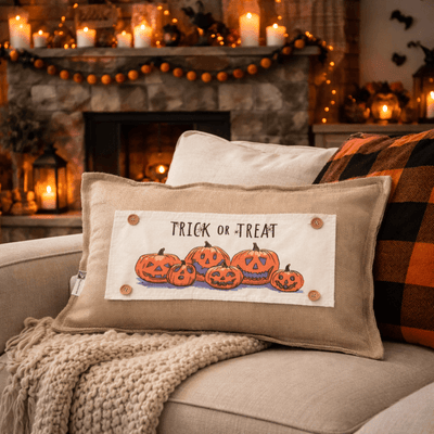 PANEL ONLY: RECTANGLE Halloween October Pumpkins Fall Autumn Jack-o-Lanterns; TRICK OR TREAT