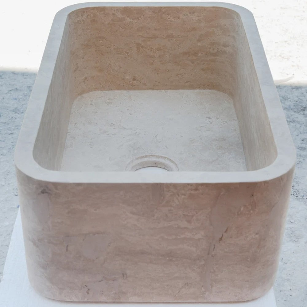 Troia Light Travertine Rectangular Farm Sink Honed and Filled (W)18