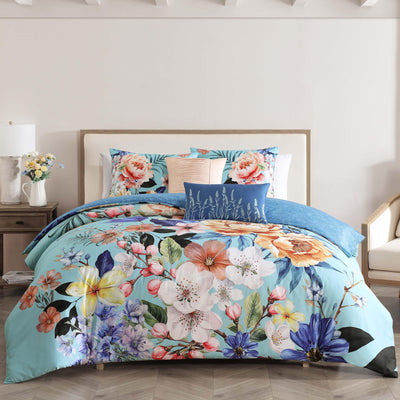Bebejan Turquoise Reverie 5 Piece Reversible Comforter Set