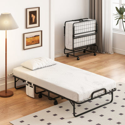 【Free $29 Pillow with Bed Purchase】Twin Size Folding Bed with 5 Inch Mattress