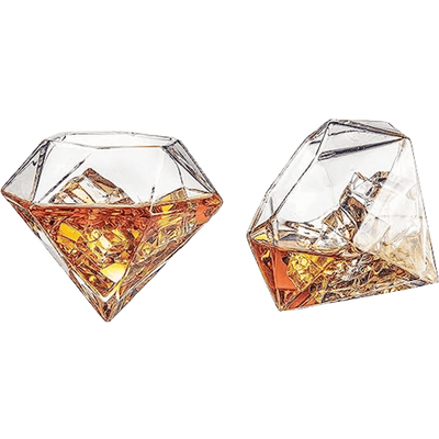 The Wine Savant Diamond Whiskey Glasses, Scotch, Bourbon or Wine Glasses, Set of 2 10 oz Old Fashion Elegant Spirits Glasses