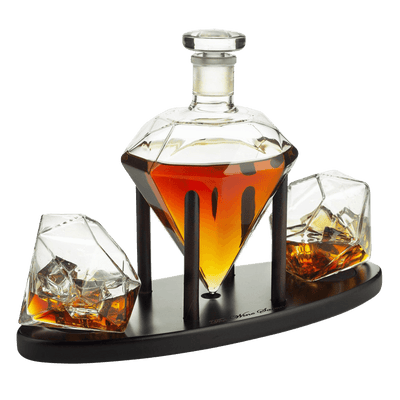 Diamond Whiskey Decanter l With 2 Diamond Glasses Liquor, Scotch, Rum, Bourbon, Vodka, Tequila Decanter (750 ML DECANTER)