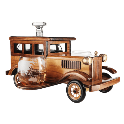 Old Fashioned Car Whiskey Decanter Set, Very Large 15