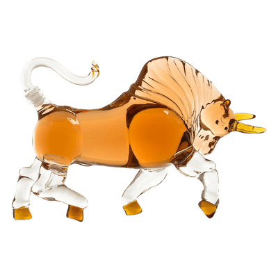 Bull The Wine Savant Charging Bull Heads Forward Animal Liquor Decanter Made For Bourbon, Whiskey, Scotch, Rum, or Tequila, Zodiac Shape Clear