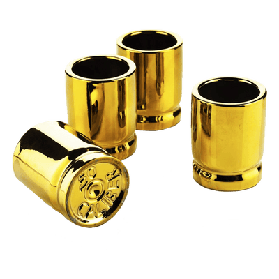 The Wine Savant 50 Caliber Bullet Shot Glasses Set - Set of 4 - Each holds 2 Ounces - Tactical Bullet Casings Shot Glasses