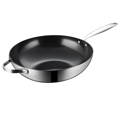BE | LIVING Essential Series Stainless Steel Black Wok Pan Ø 32 cm
