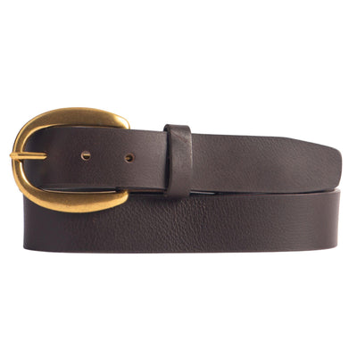 Kyra - Brown Leather Belt with Round Buckle