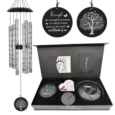 Gift Bundle - Serenity Memorial Wind Chimes, Thoughtful Gift For Special Occasions or Reflections Amazing Grace Scripture 40
