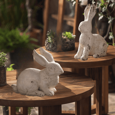 Rustic White Bunny Figurine