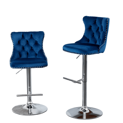 Set of 2 Swivel Velvet Barstools
