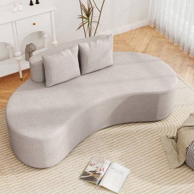 Upholstered Curved Sofa with 2 Cozy Pillows-Gray