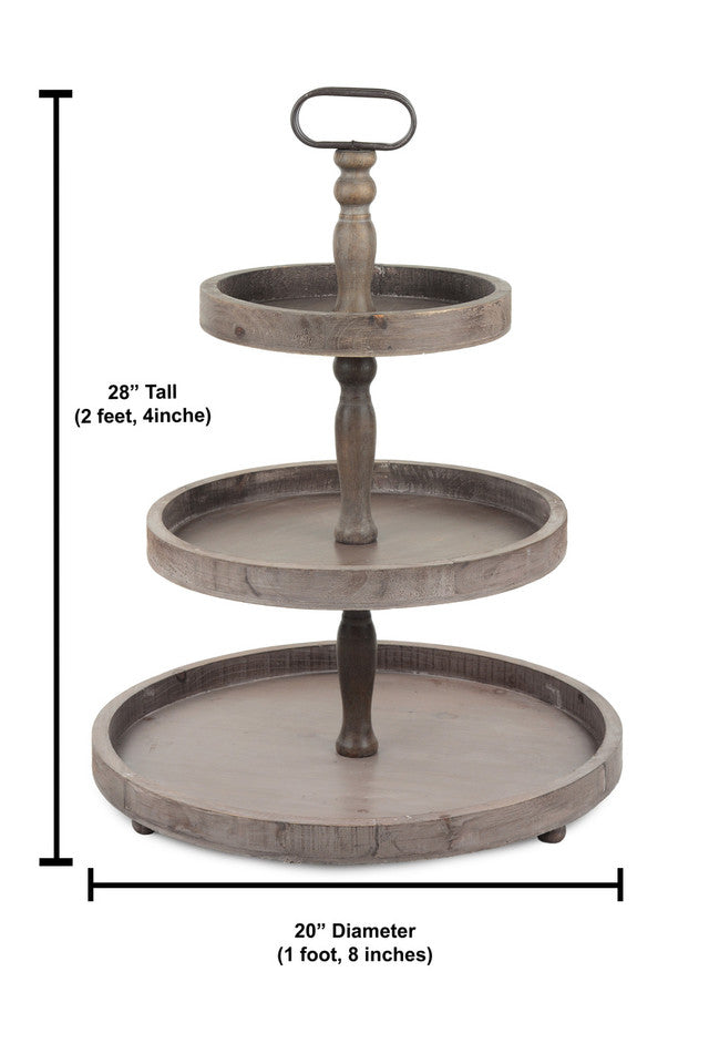 Rustic Recycled Pine 3-Tier Round Display