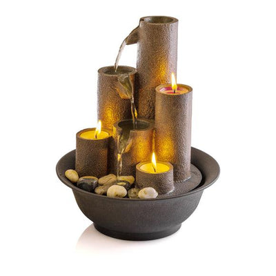 Tiered Column Tabletop Fountain with Tealight Candle Holders