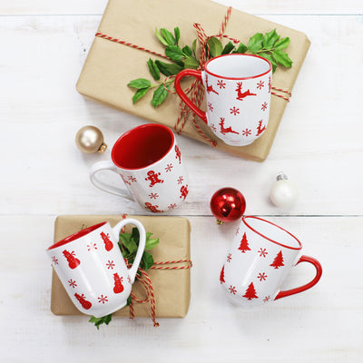 Winterfest 4 Piece Assorted Holiday Motifs Mug Set